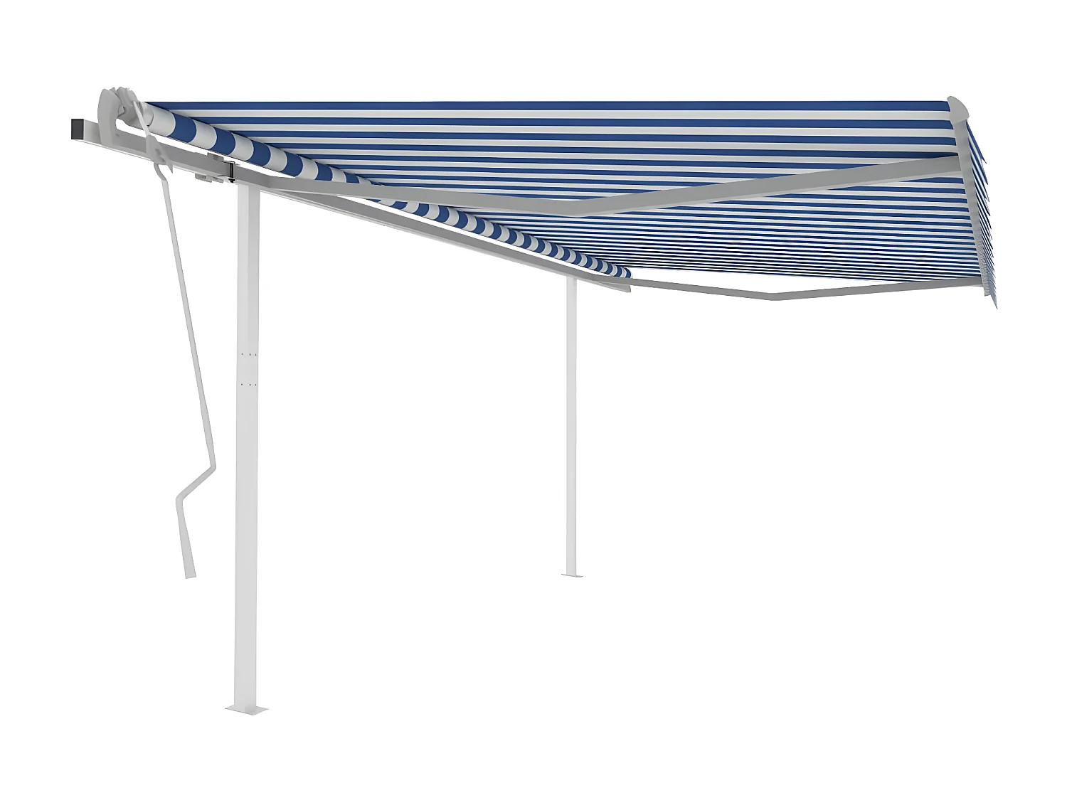 Uitschuifbare luifel met 4x3 palen Blauw en wit