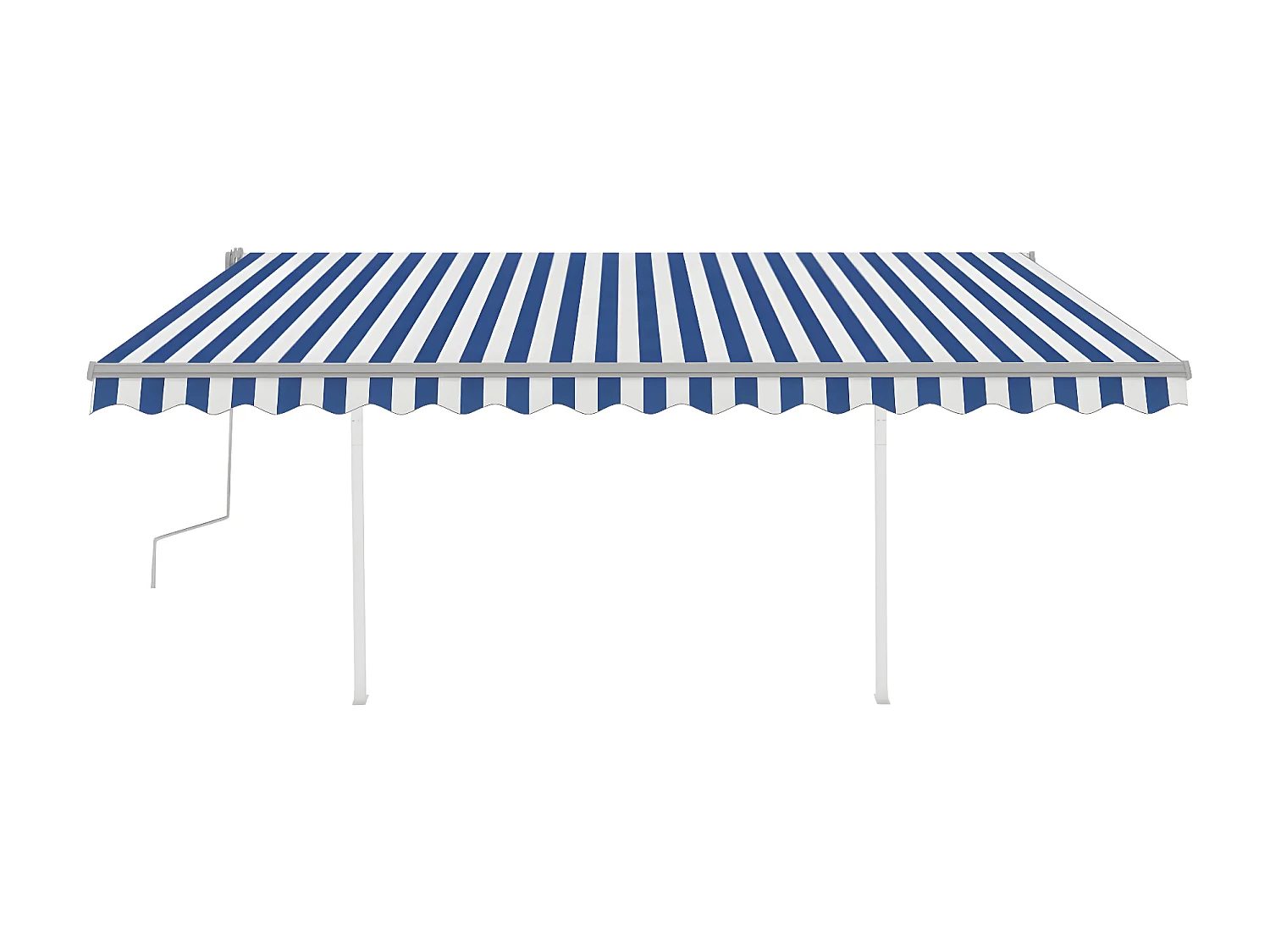 Uitschuifbare luifel met 4x3 palen Blauw en wit