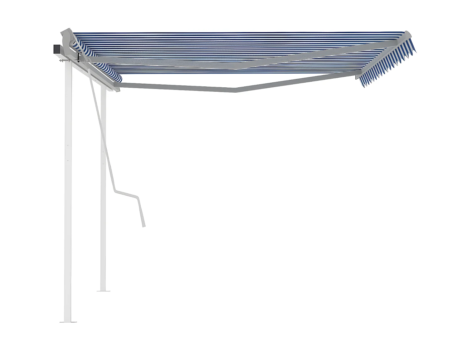 Uitschuifbare luifel met 4x3 palen Blauw en wit