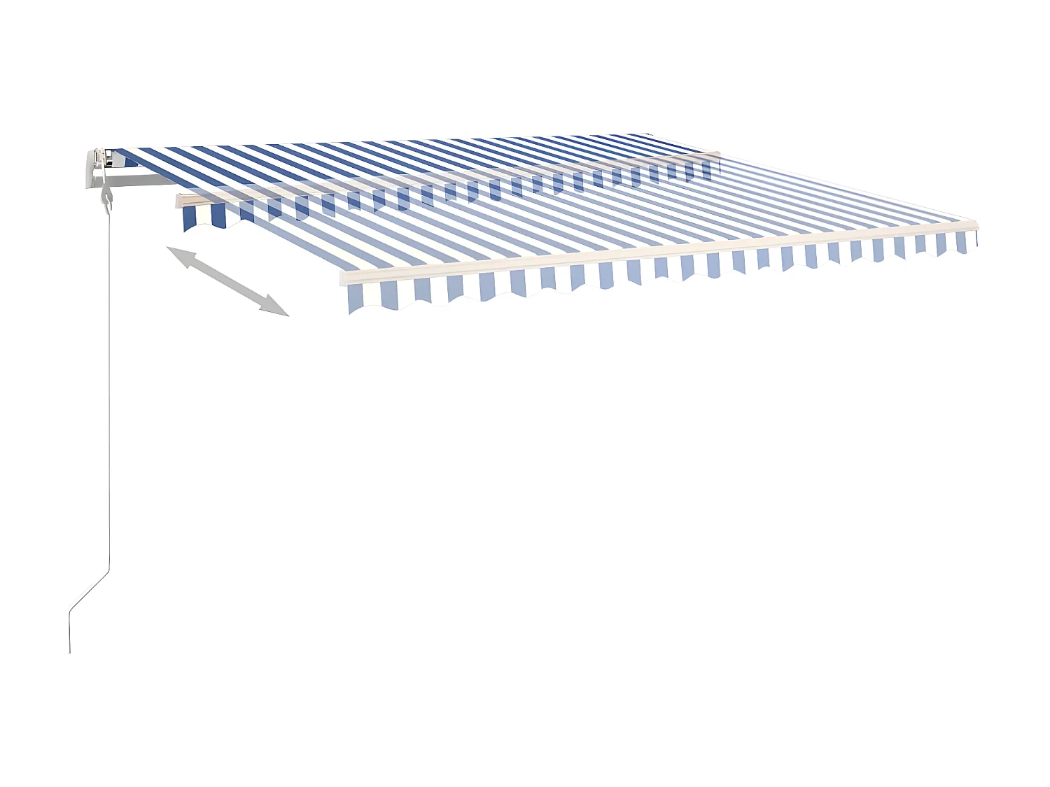 Uitschuifbare luifel met 4x3 palen Blauw en wit