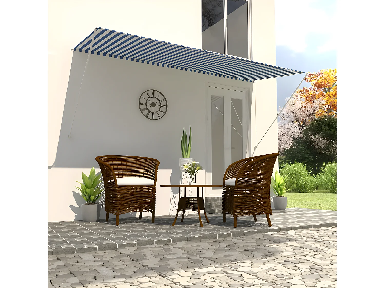 Auvent rétractable 300x150 Bleu et blanc