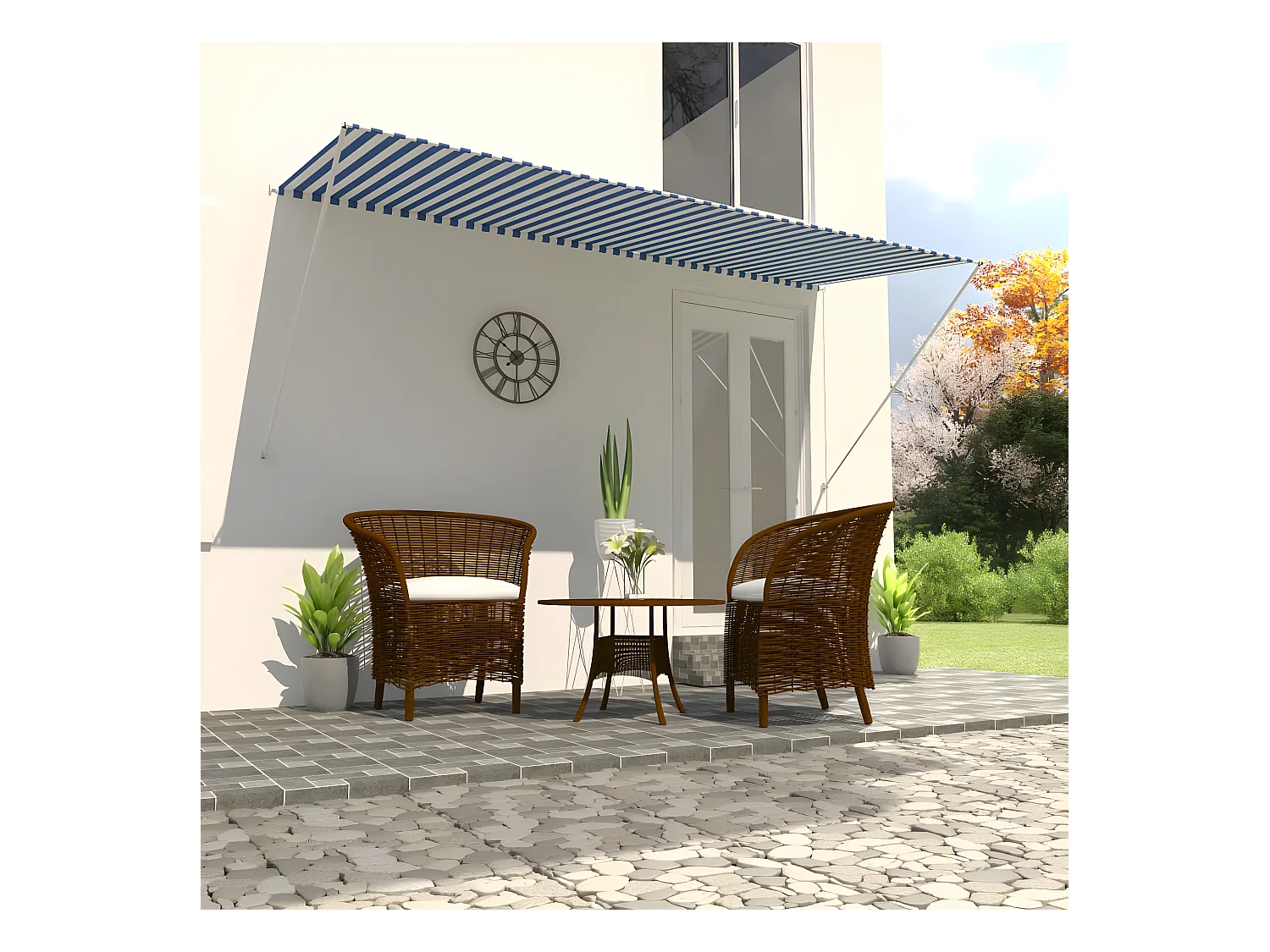 Tenda retrattile 300x150 Blu e bianca