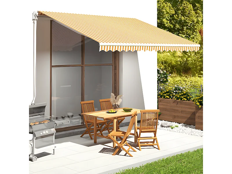 Tissu de remplacement pour auvent Jaune et blanc 4x3,5