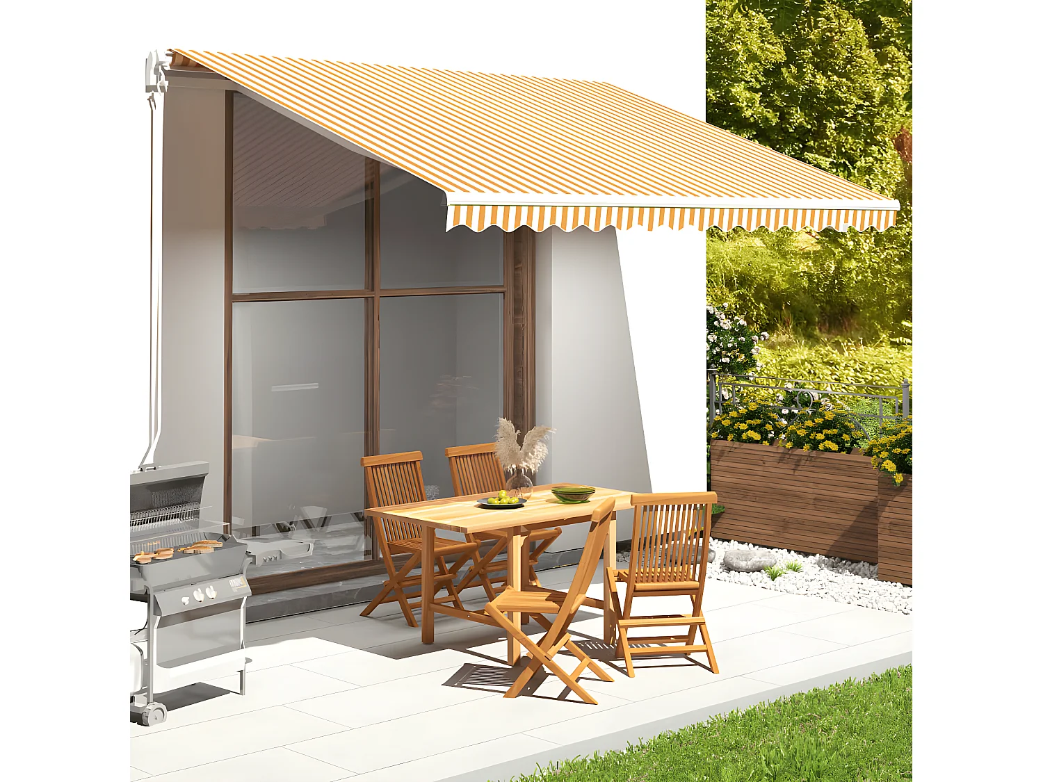 Tissu de remplacement pour auvent Jaune et blanc 4x3,5