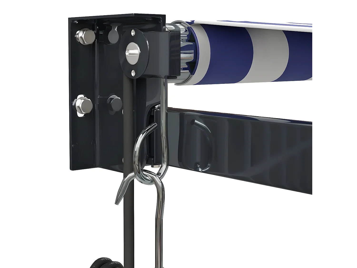 Auvent rétractable automatique bleu et blanc 5x3