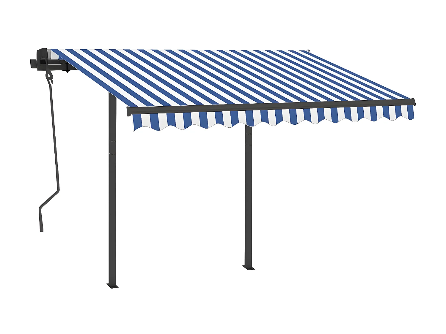Toldo retráctil automático y postes 3x2,5 Azul y blanco