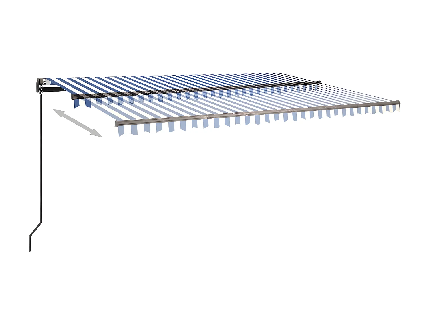 Toldo retráctil automático y postes 3x2,5 Azul y blanco