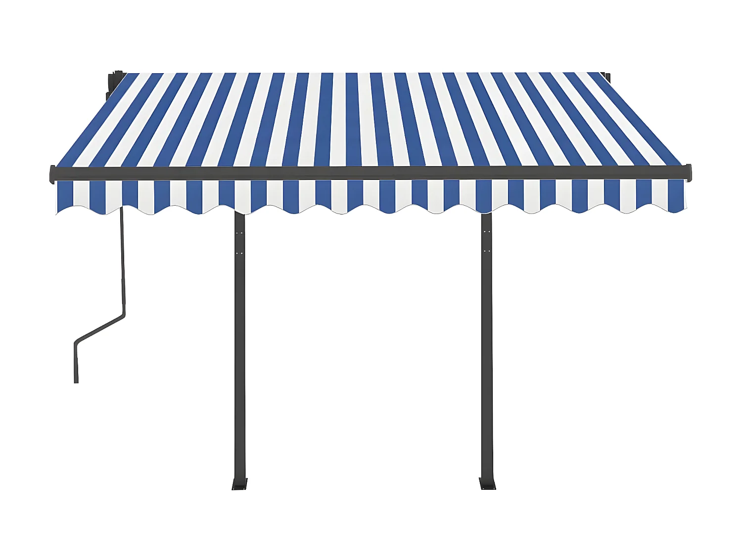 Auvent rétractable automatique et poteaux 3x2,5 Bleu et blanc