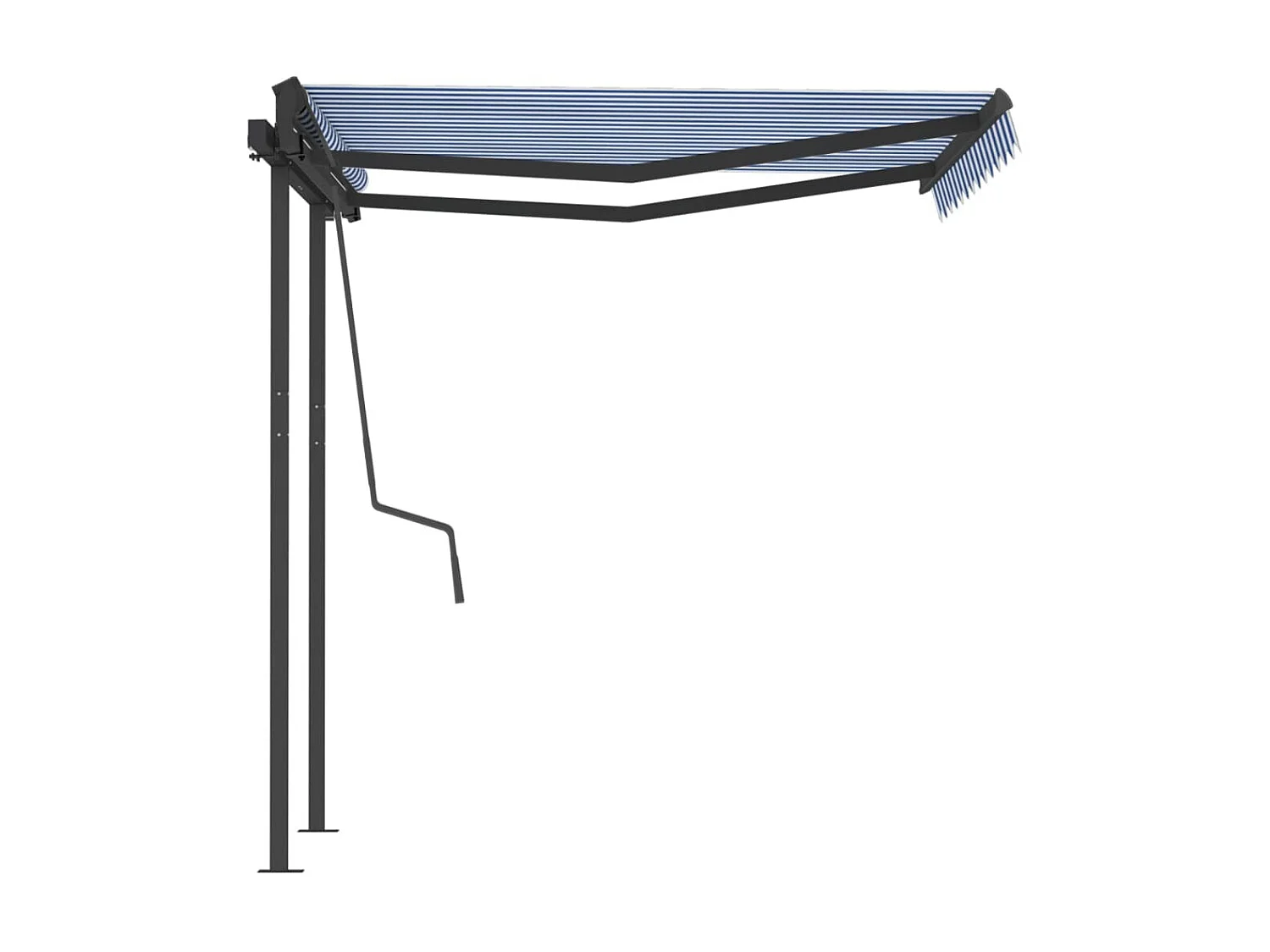 Auvent rétractable automatique et poteaux 3x2,5 Bleu et blanc