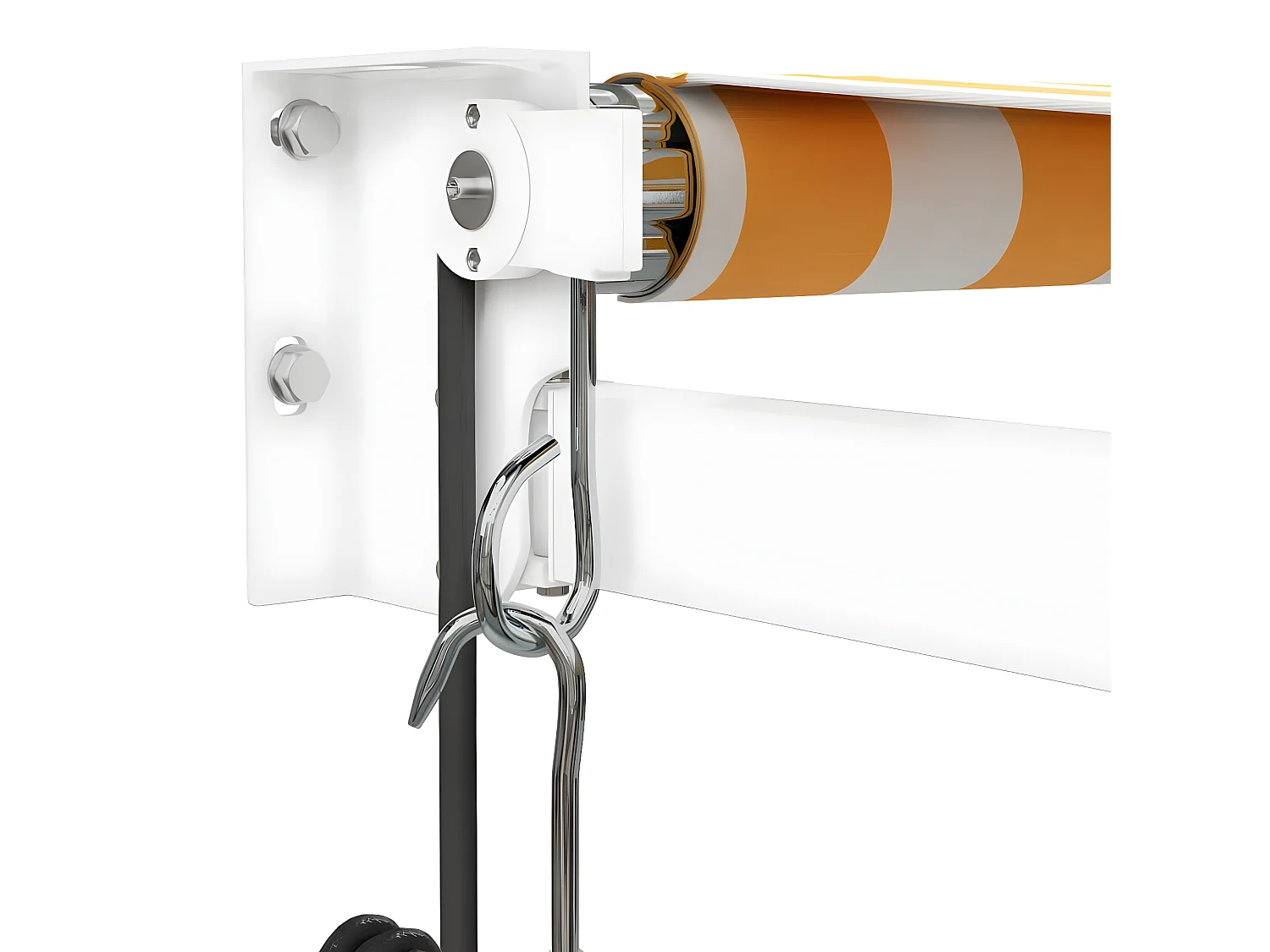 Toldo retrátil automático amarelo e branco 4,5x3