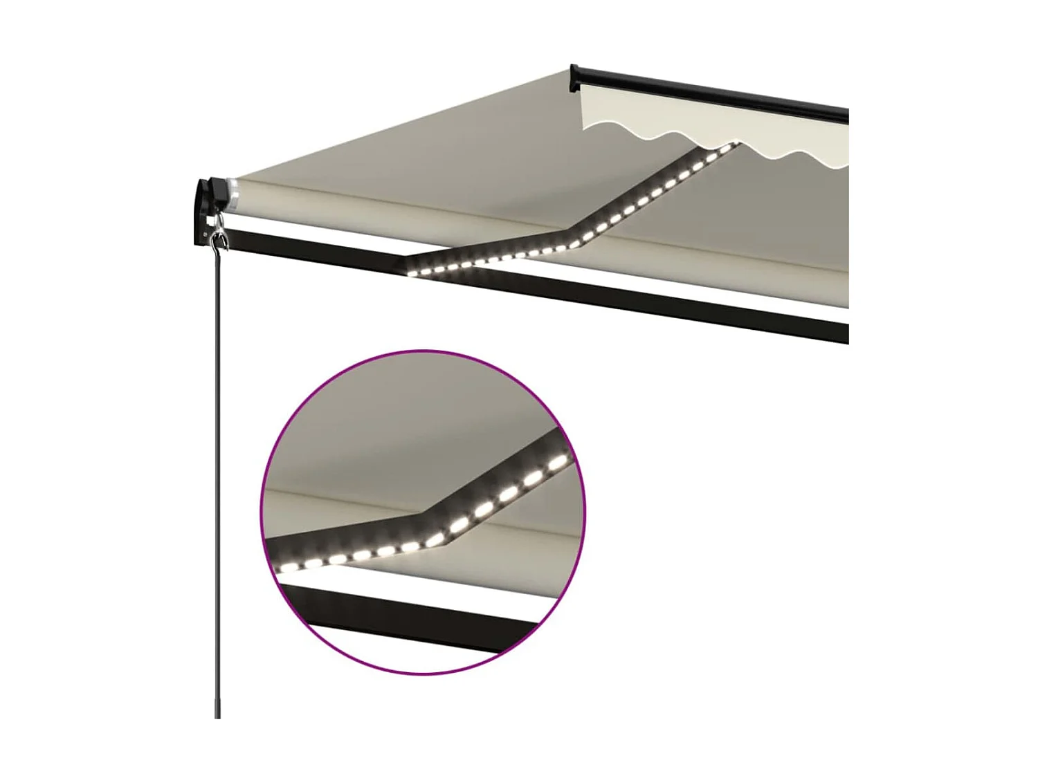 Uitschuifbaar zonnescherm met LED 450x300 Crème