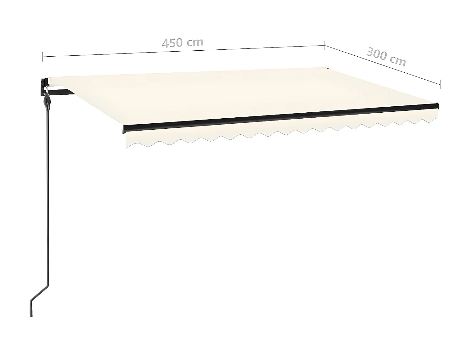 Uitschuifbaar zonnescherm met LED 450x300 Crème