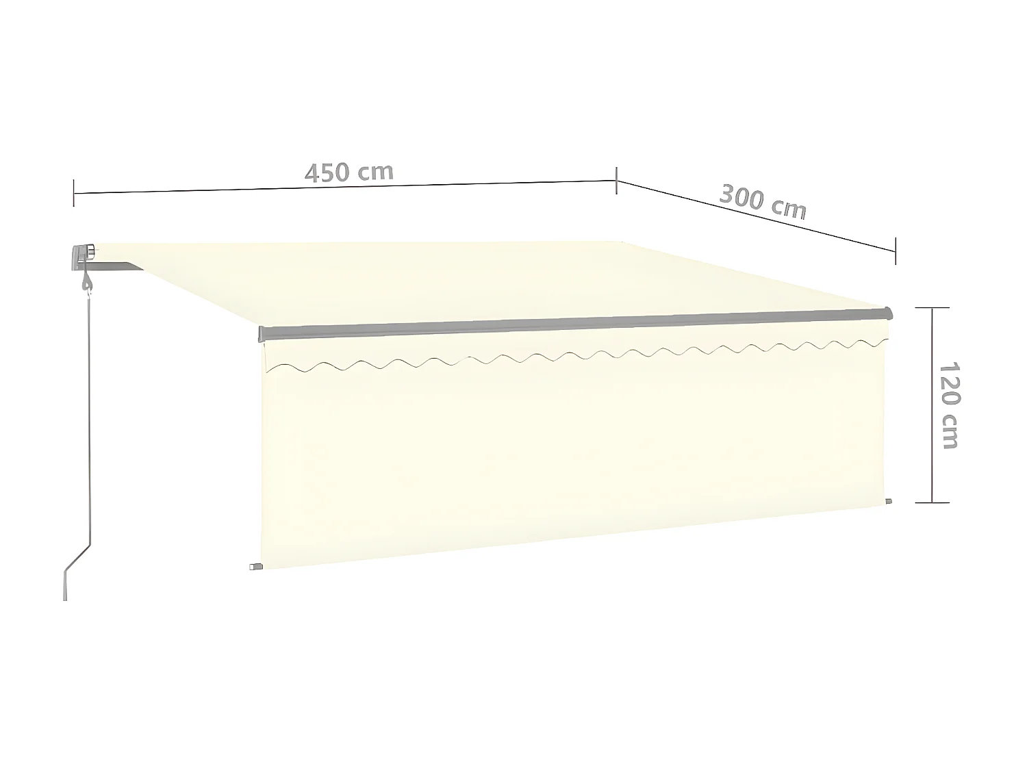Auvent automatique store capteur de vent LED 4,5x3 Crème