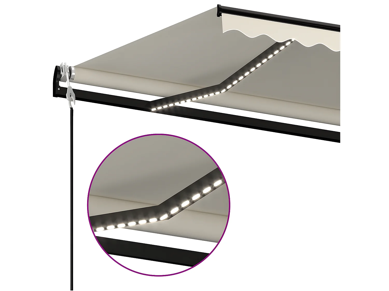 Auvent automatique avec capteur de vent et LED 400x350 Crème