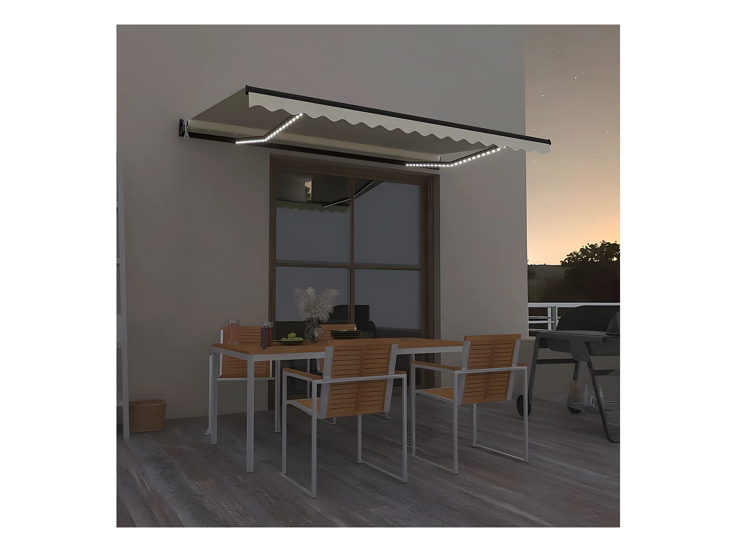Tenda automatica con sensore vento e LED 400x350 Crema