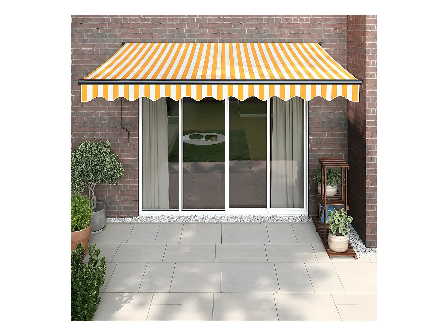 Auvent rétractable automatique jaune et blanc 3x2,5
