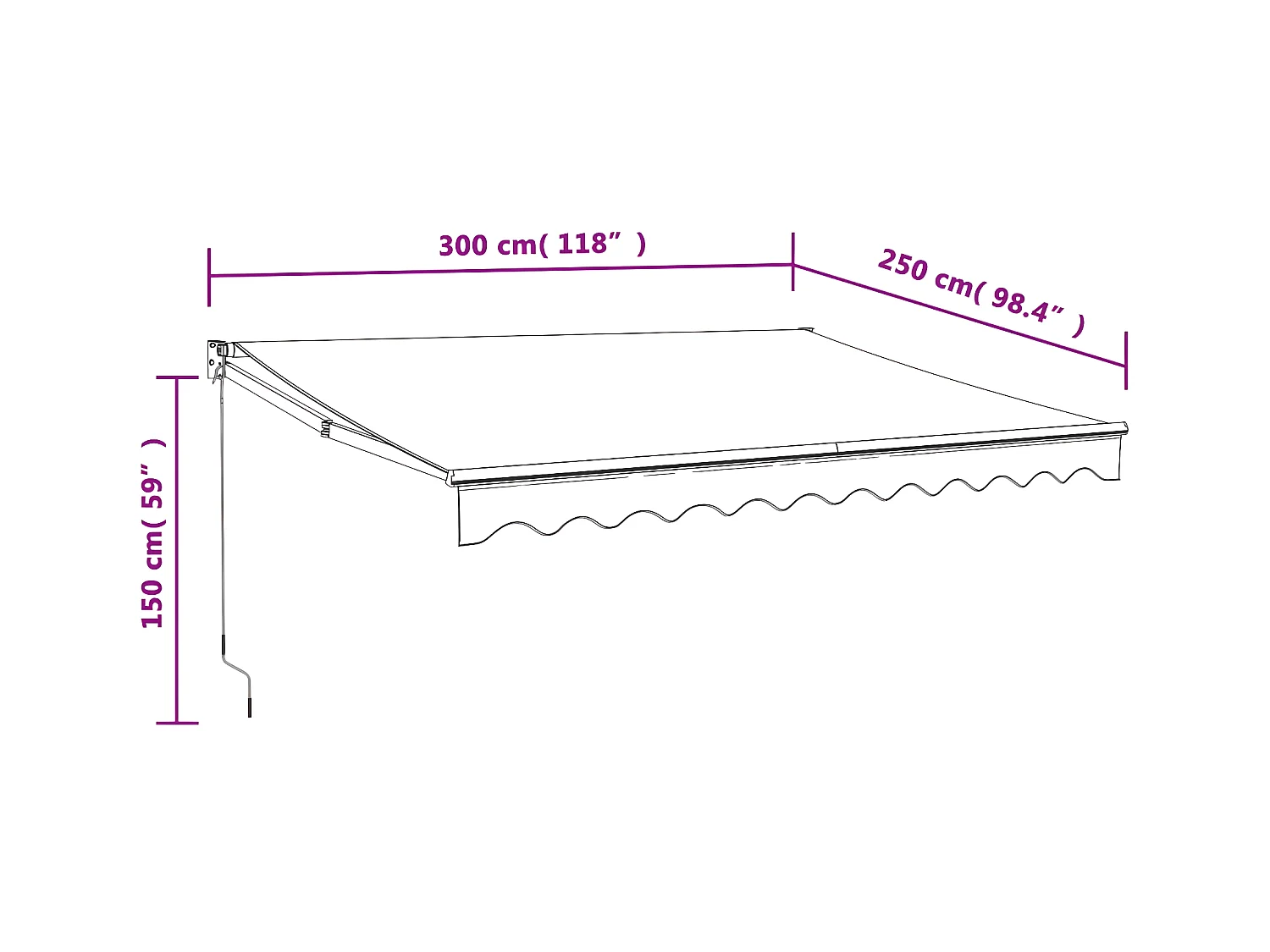 Toldo retráctil automático amarillo y blanco 3x2,5
