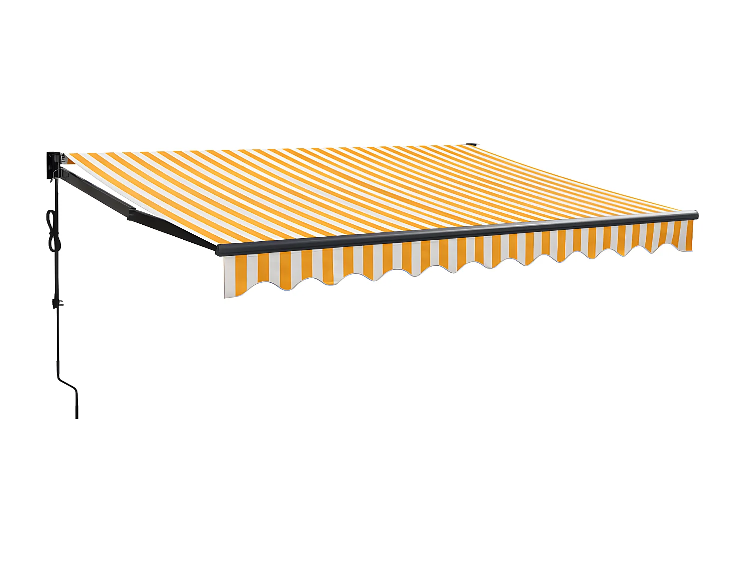 Toldo retráctil automático amarillo y blanco 3x2,5