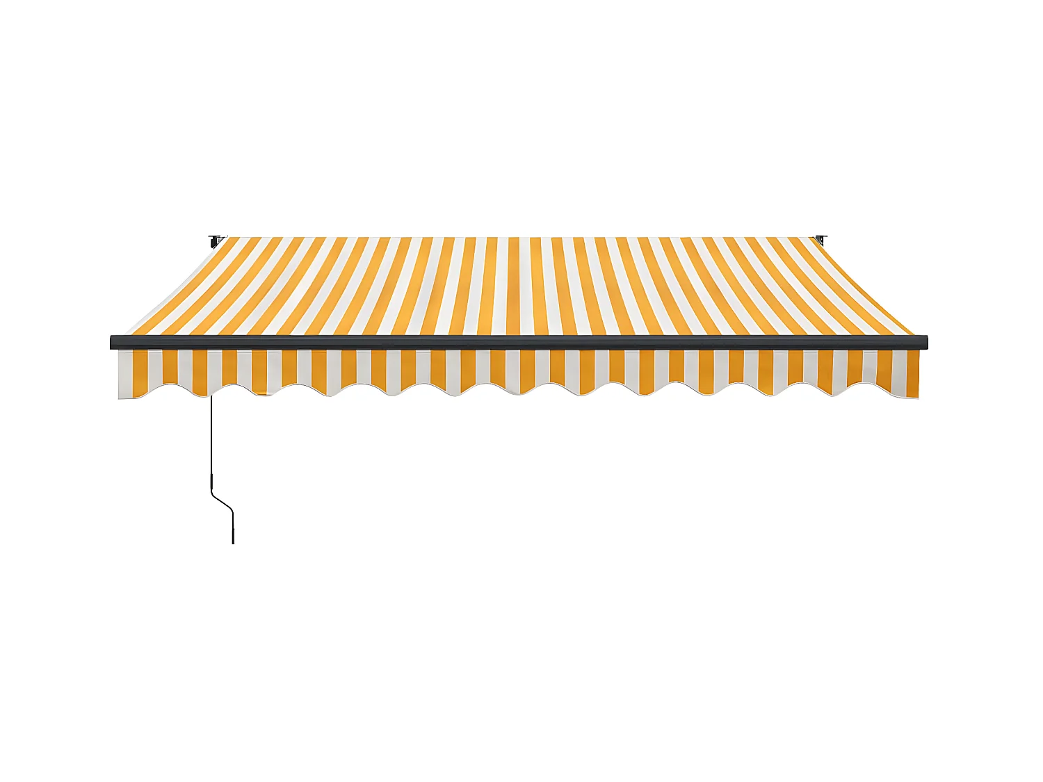 Toldo retráctil automático amarillo y blanco 3x2,5
