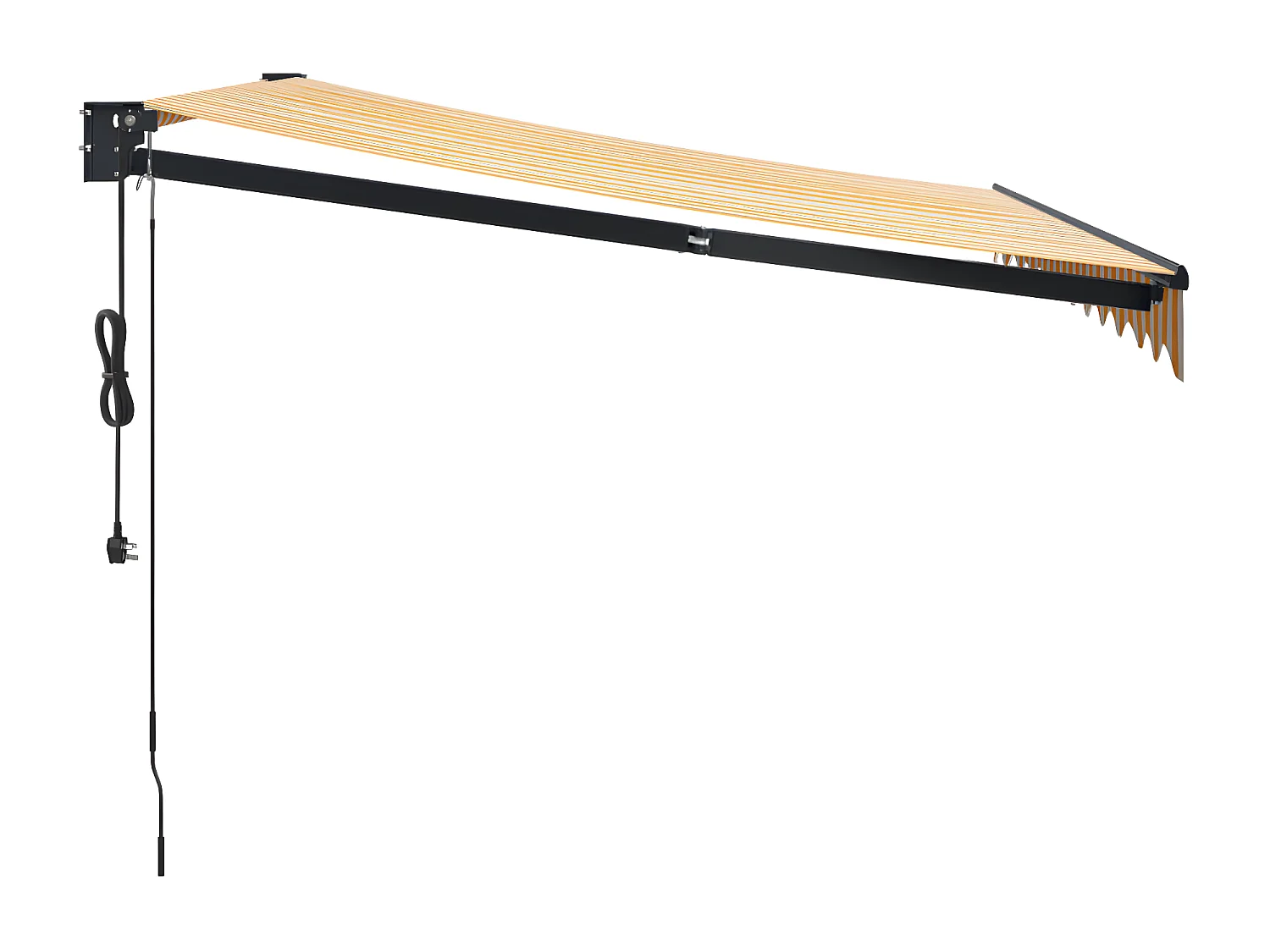 Toldo retráctil automático amarillo y blanco 3x2,5