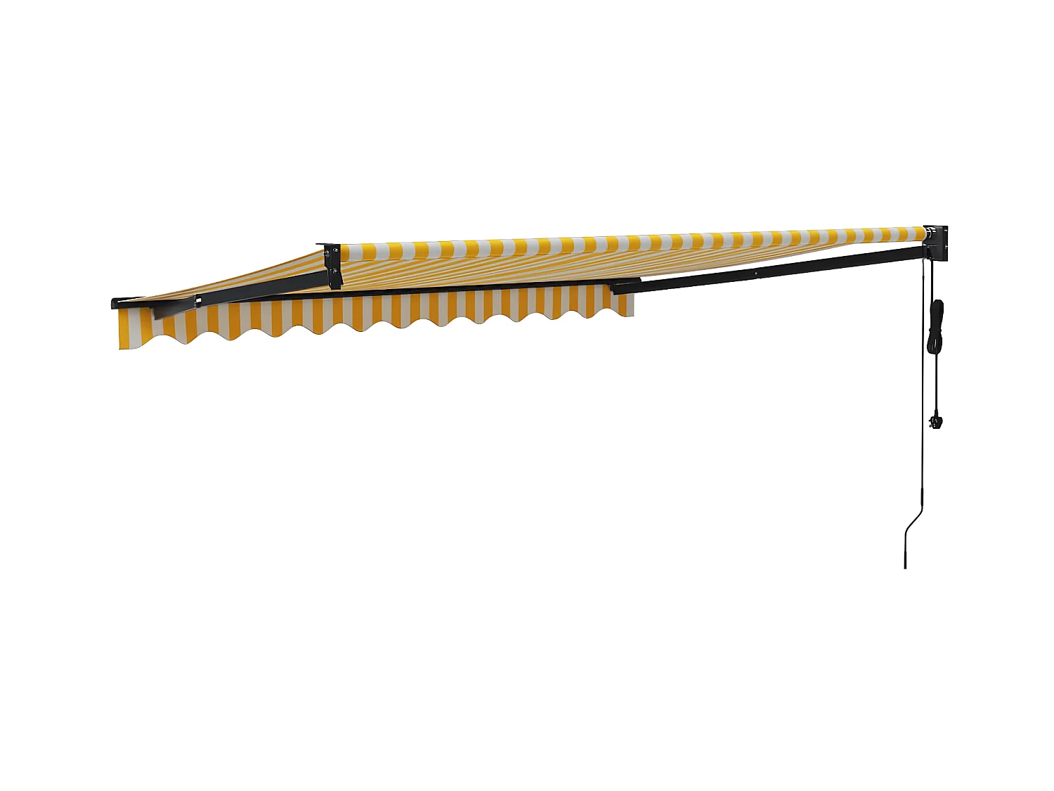 Toldo retráctil automático amarillo y blanco 3x2,5