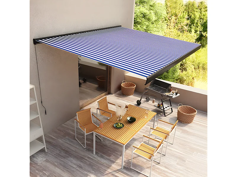 Store à cassetteanuel 450x300 Bleu et blanc