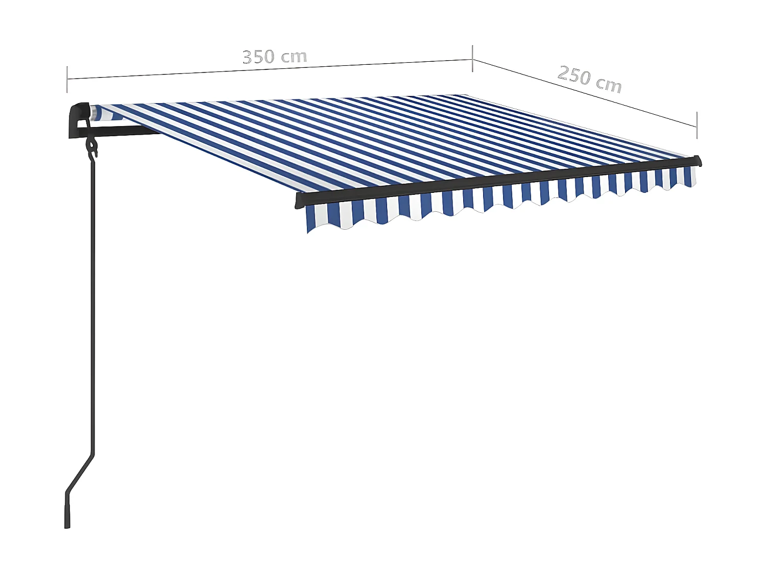 Auvent rétractable automatique et poteaux 3,5x2,5 Bleu blanc