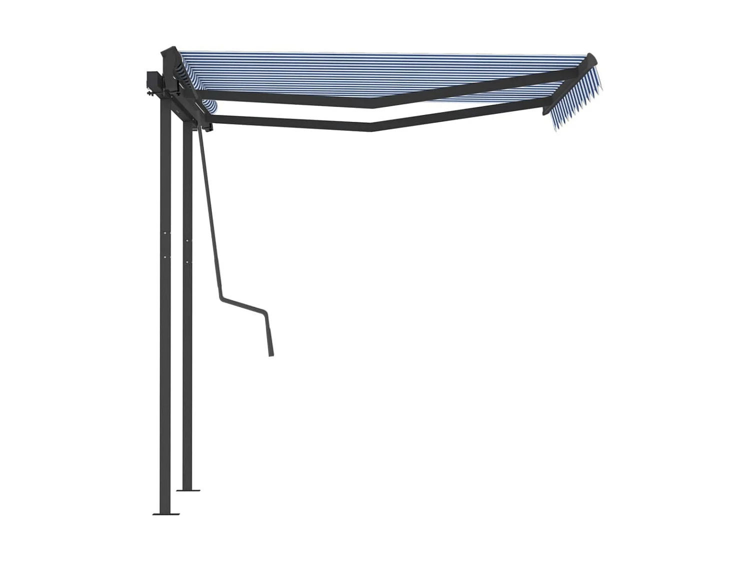 Auvent rétractable automatique et poteaux 3,5x2,5 Bleu blanc