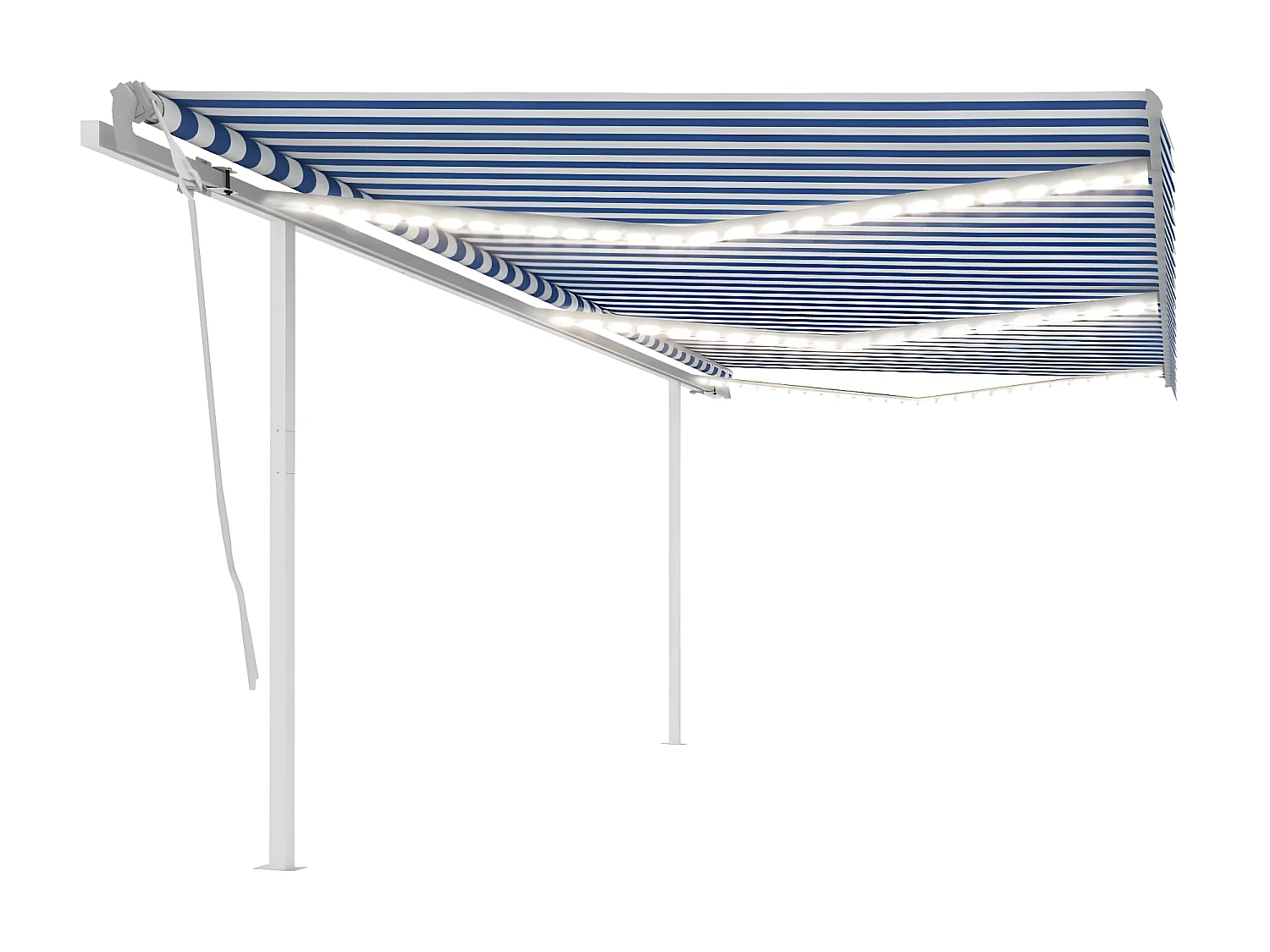 Toldo automático con sensor de viento y LED 6x3,5 Azul y blanco