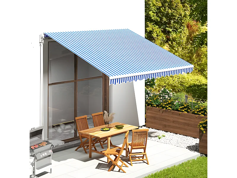 Tissu de remplacement pour auvent Bleu et blanc 4x3,5