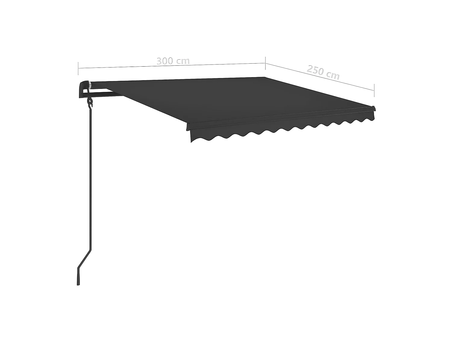 Toldo retráctil automático y palos 3x2,5 Antracita