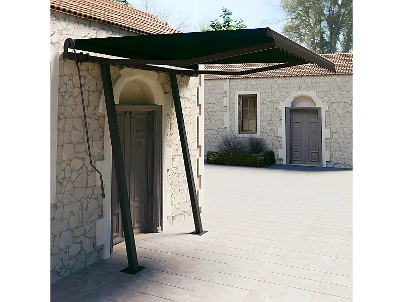 Auvent rétractable automatique et poteaux 3x2,5 Anthracite