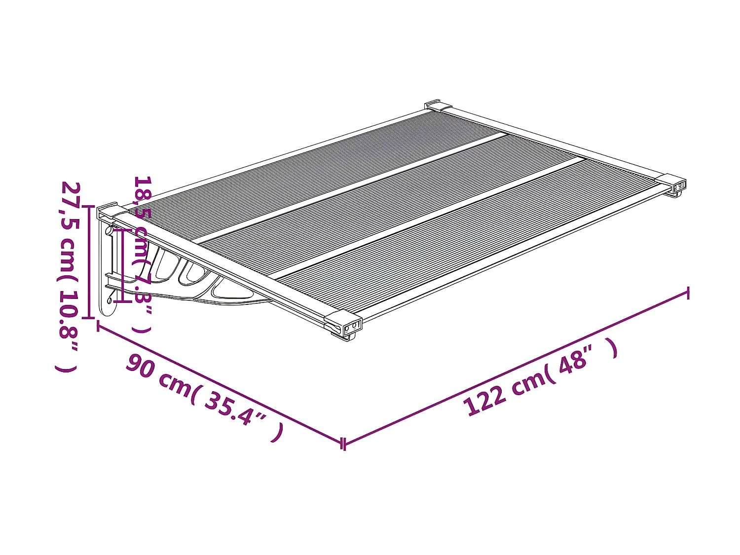 Deurluifel Zwart en transparant 122x90 Polycarbonaat