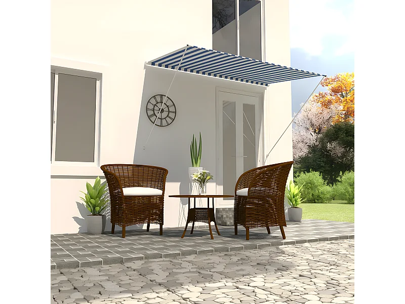 Uitschuifbare luifel 250x150 Blauw en wit