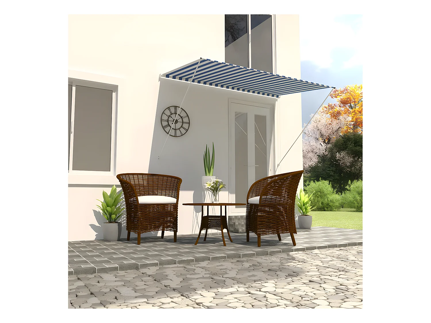 Auvent rétractable 250x150 Bleu et blanc