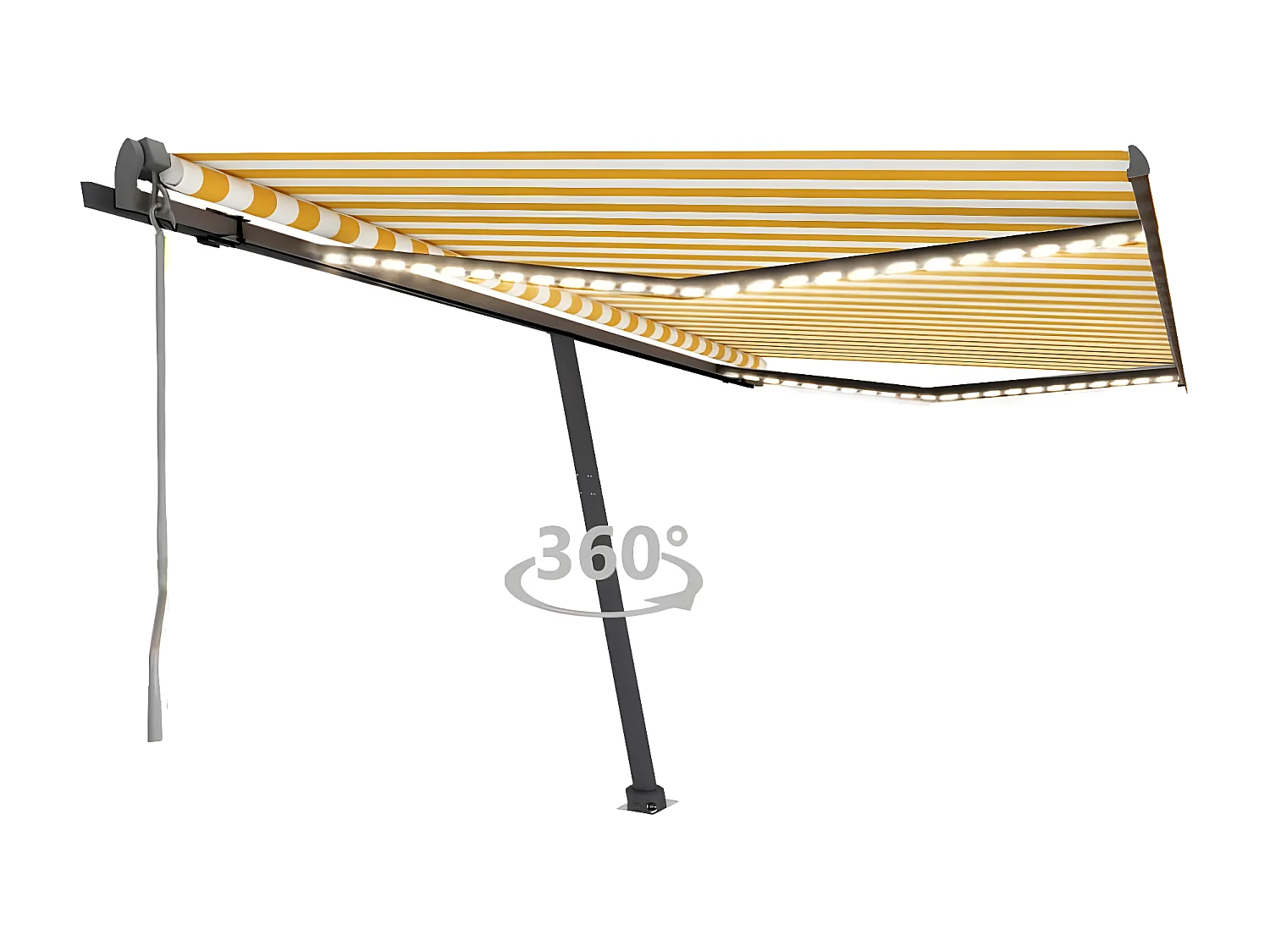 Automatische luifel windsensor/LED 450x300cm Geel en wit