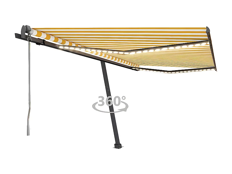 Auvent automatique capteur de vent/LED 450x300cm Jaune et blanc