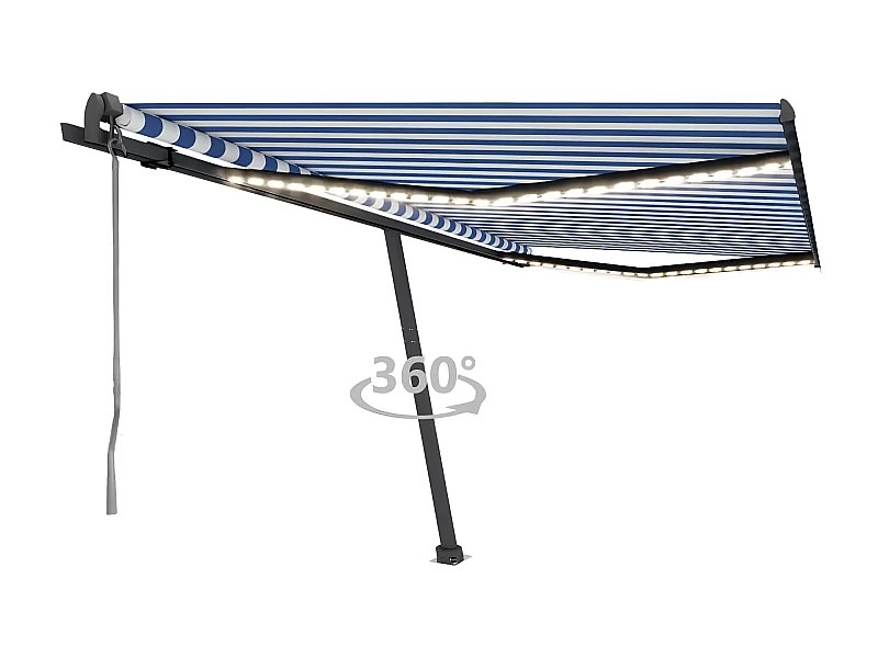 Auvent automatique capteur de vent LED 450x350 Bleu et blanc