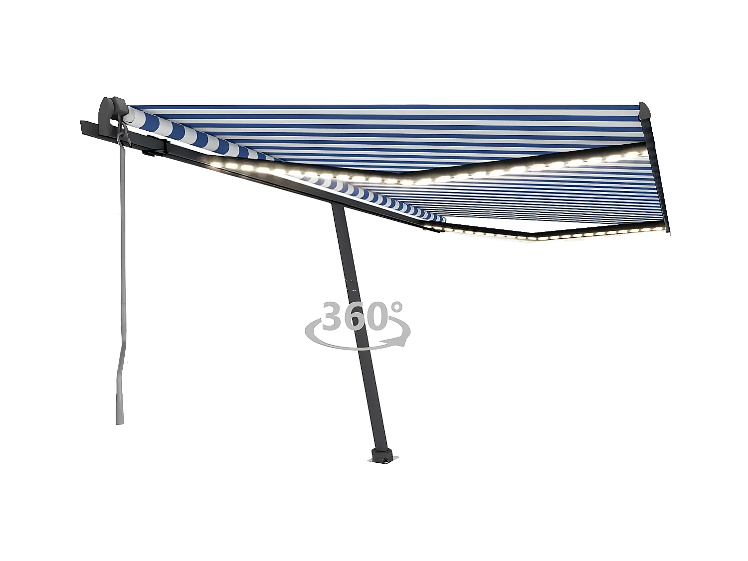 Auvent automatique capteur de vent LED 450x350 Bleu et blanc