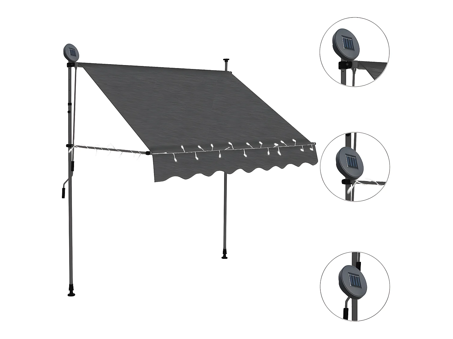 Auventanuel rétractable avec LED 100 Anthracite