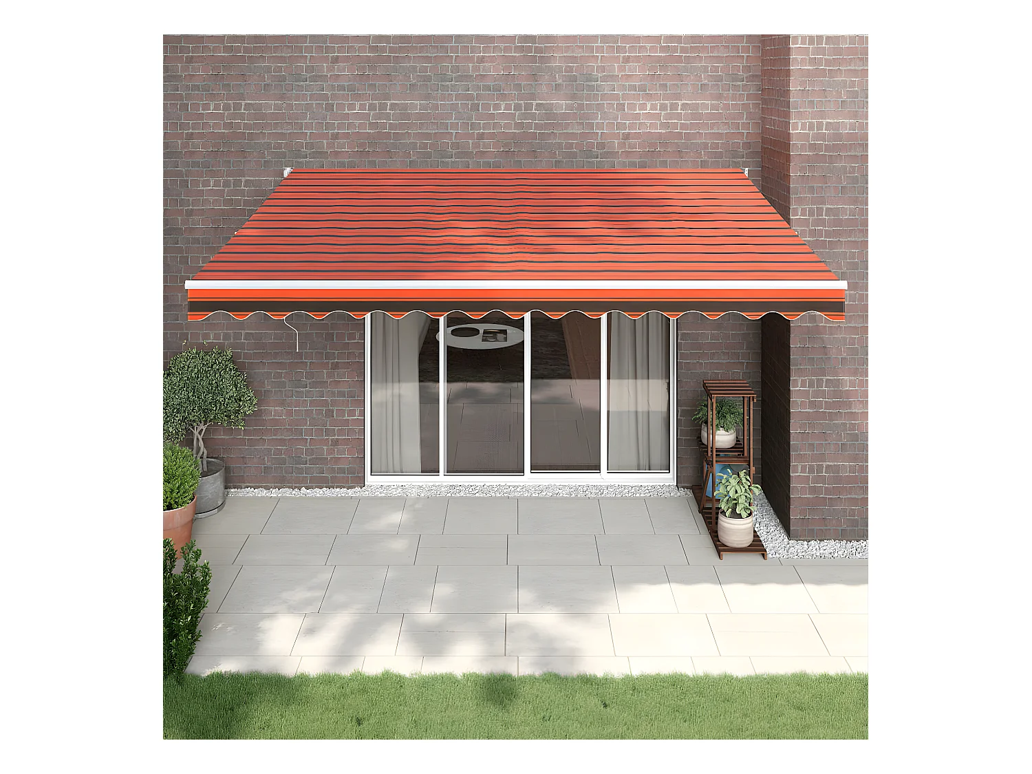 Auvent rétractable automatique orange etarron 4,5x3