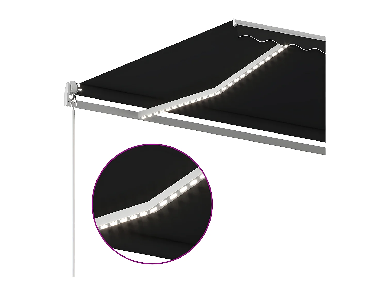 Automatisch zonnescherm en windsensor en LED 6x3,5 Antraciet