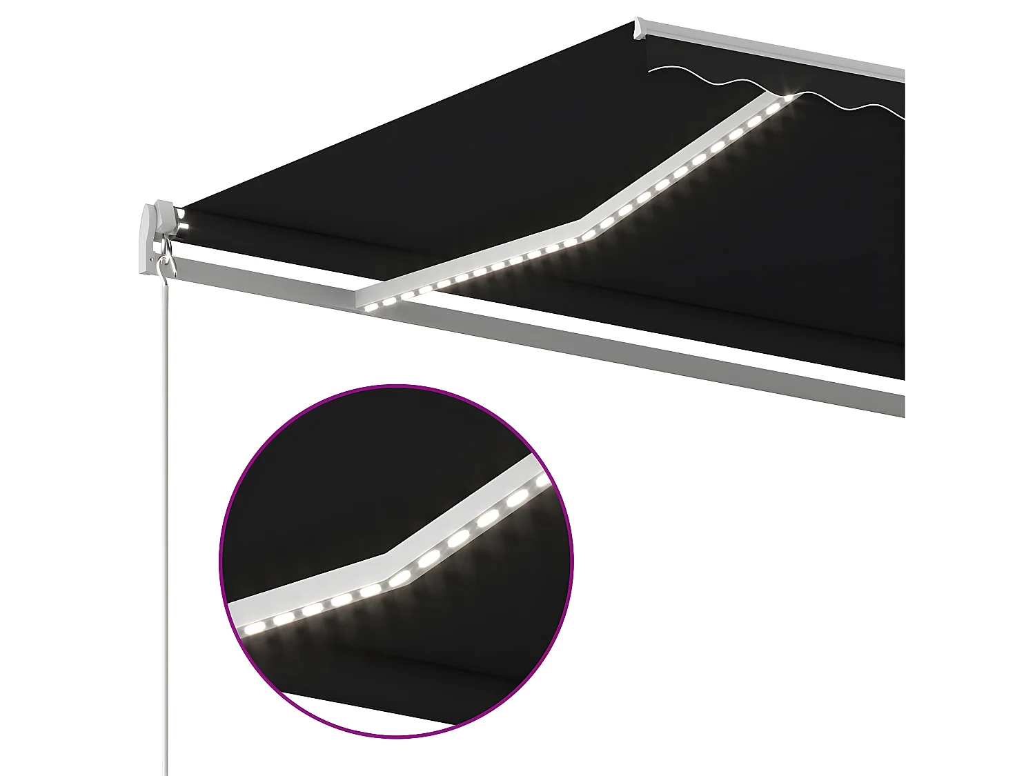 Automatisch zonnescherm en windsensor en LED 6x3,5 Antraciet