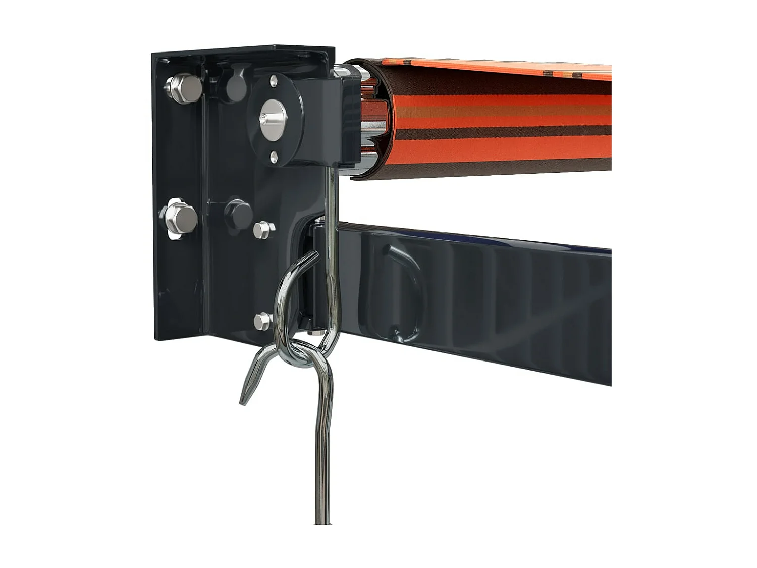 Auvent rétractable orange etarron 4x3 tissu et aluminium