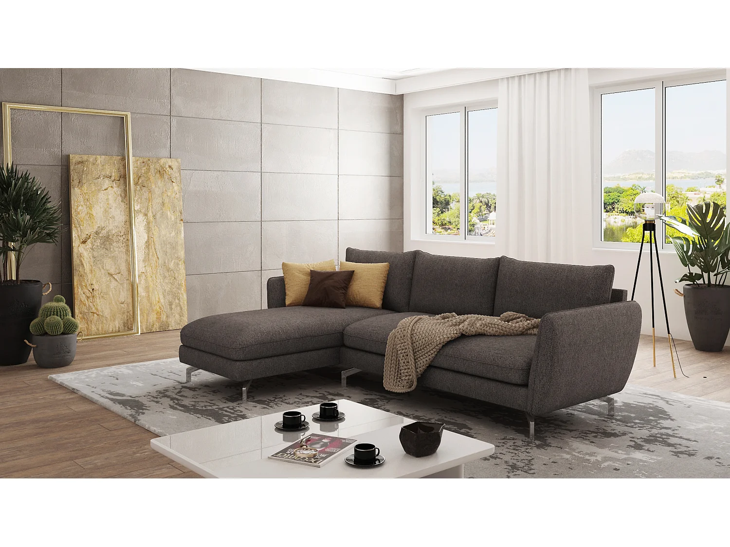 Modernes Ecksofa mit Ottomane Zoe