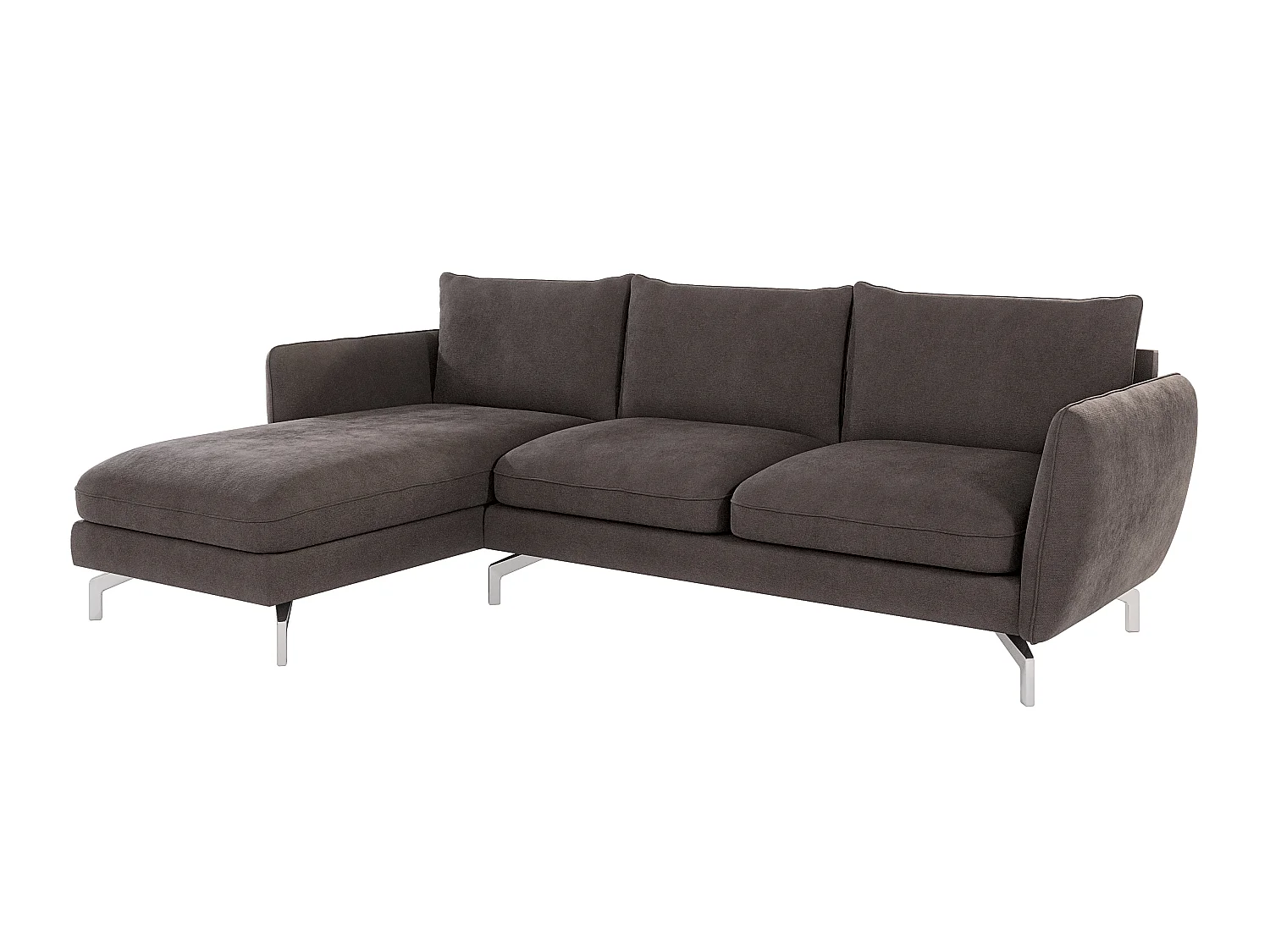 Canapé d'angle 5 places en microfibre marron ZOE