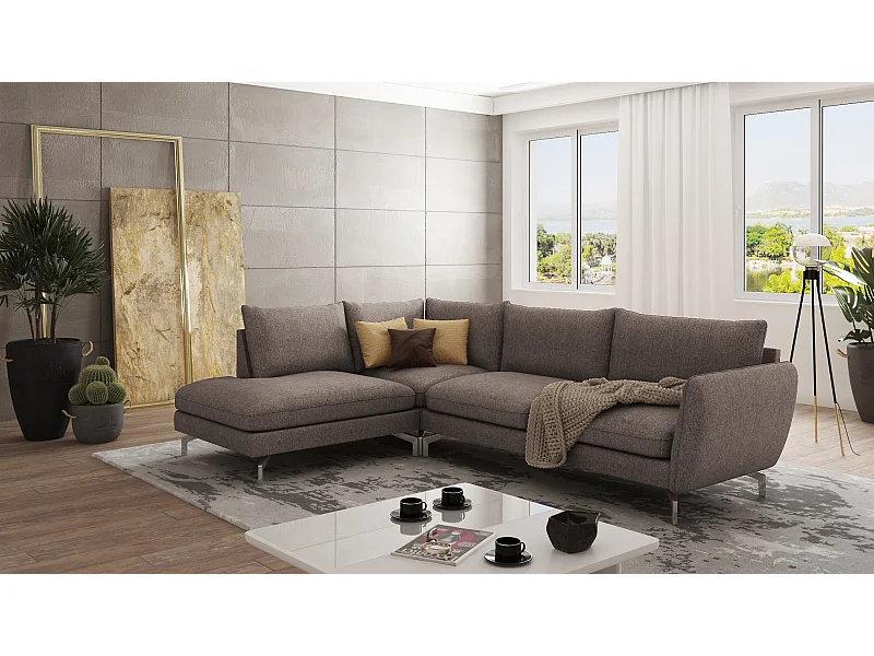 Modernes Ecksofa Zoe mit Silber Füßen