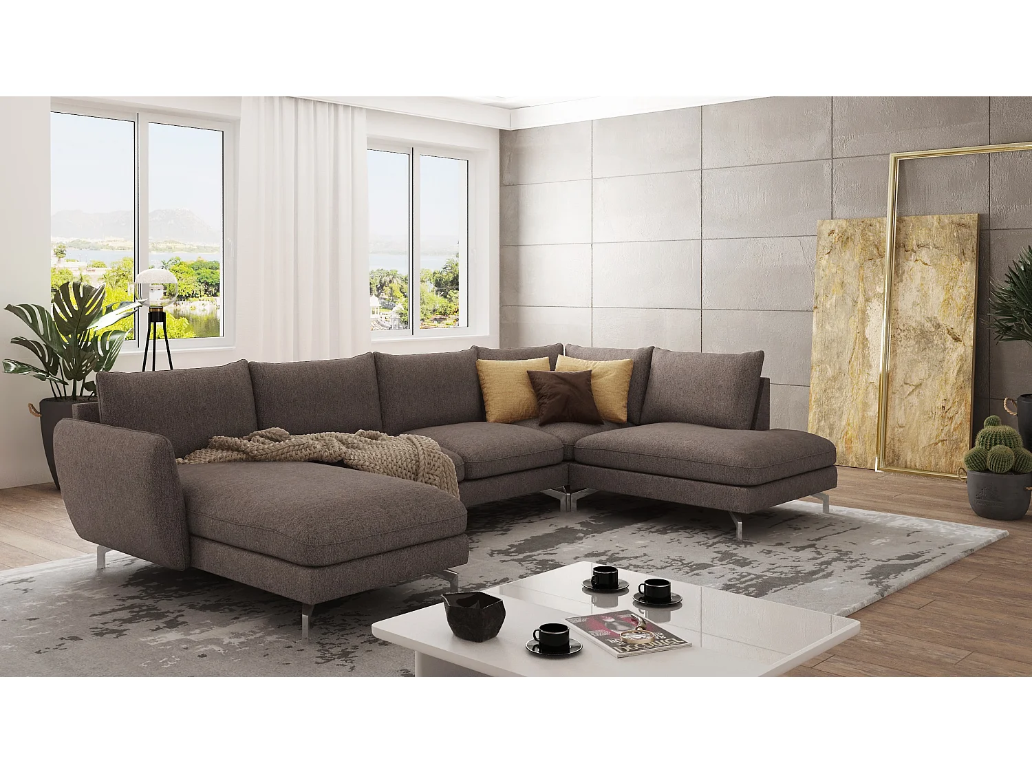 Zoe Wohnlandschaft mit Silber Füßen