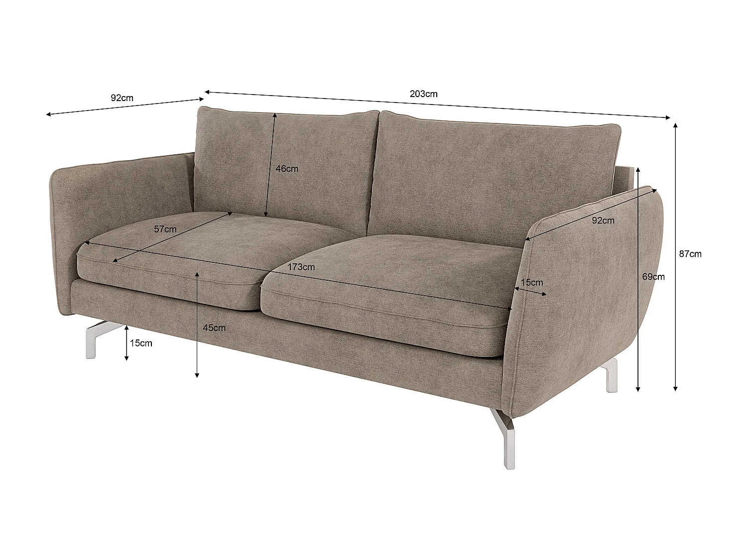Modernes Sofa 3-Sitzer Zoe