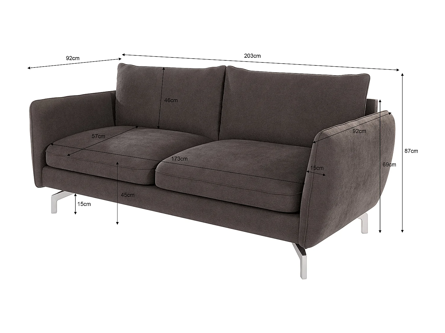 Modernes Sofa 3-Sitzer Zoe